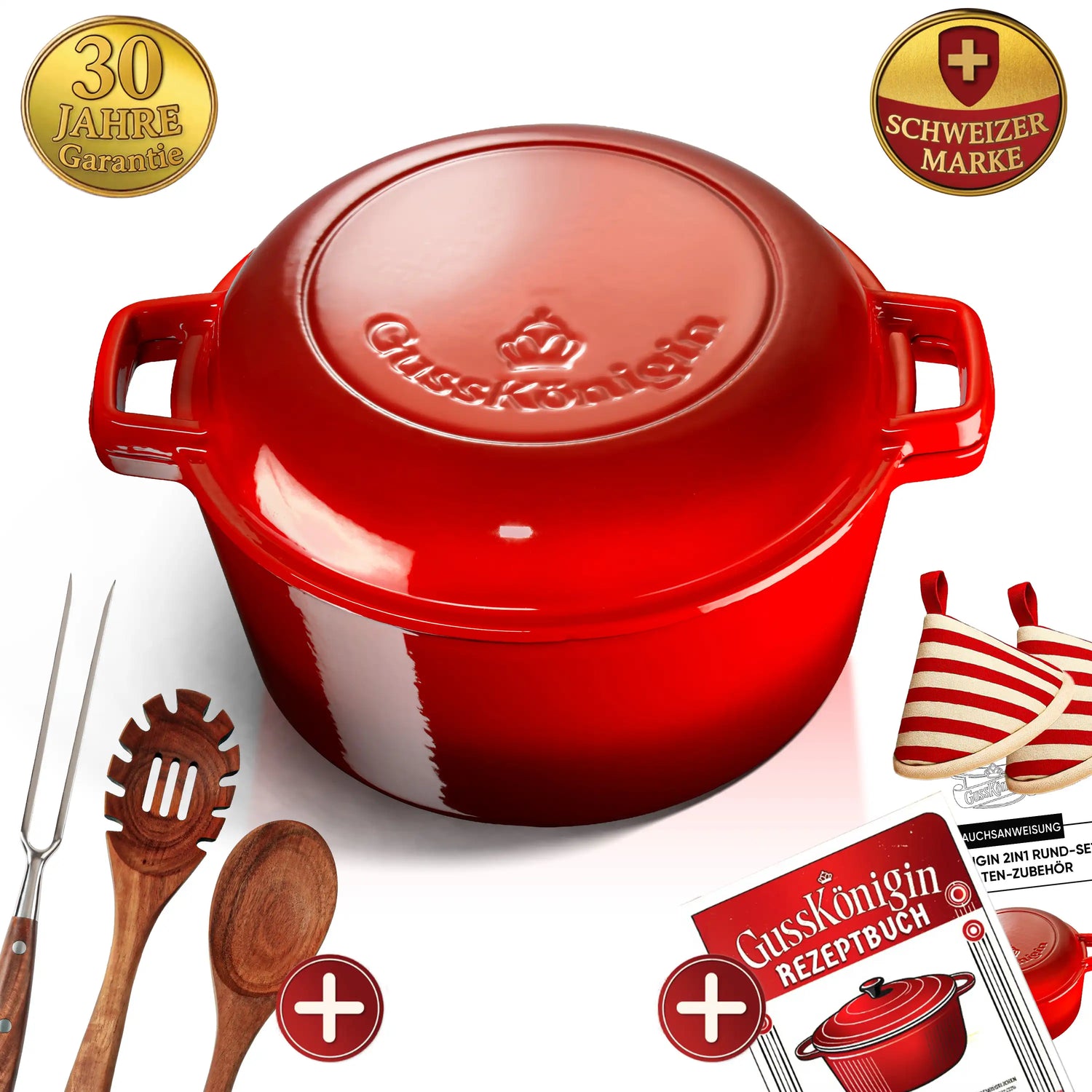 Runder Gusseisen Bräter / Dutch Oven + Zubehör - Schmorgerichte die begeistern. Ein Leben lang.