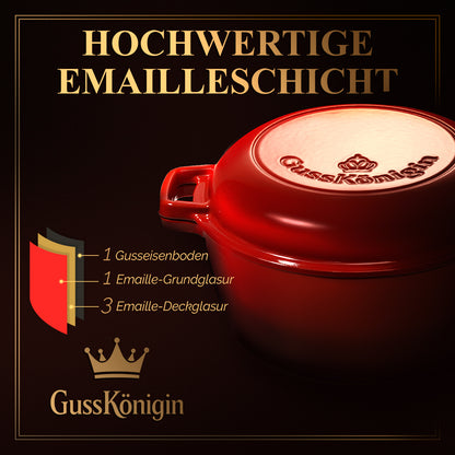 Runder Gusseisen Brottopf – zum Brotbacken inkl. Bäcker-Zubehör - Der Brottopf für knuspriges &amp; fluffiges Brot