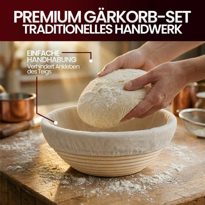 Gärkörbchen Rattan + Leineneinsatz 25cm